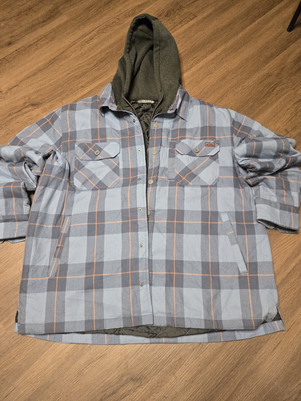 Drake Light Blue & Gray Plaid Hooded Shirt Jacket